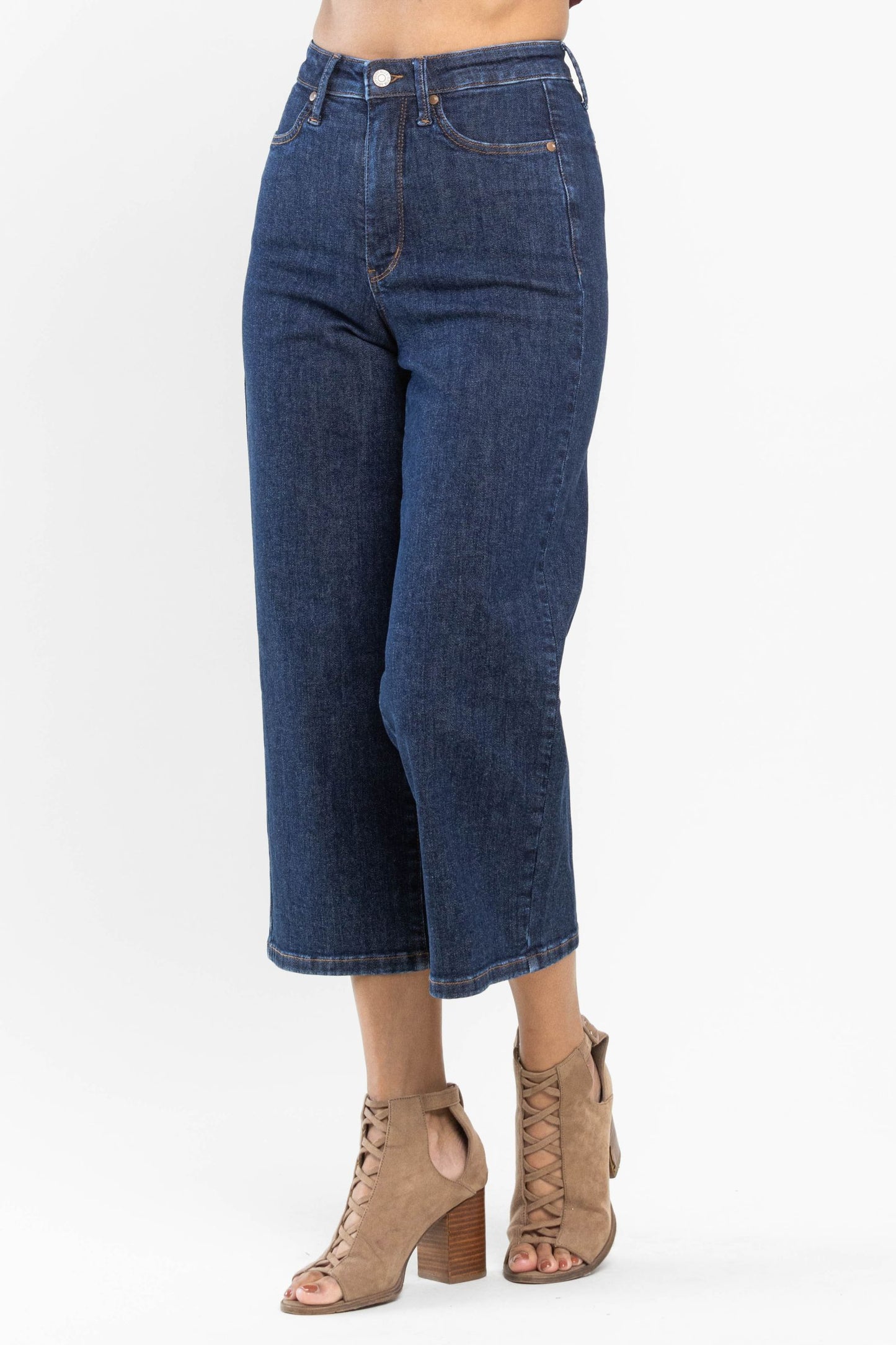 Judy Blue High Waist Tummy Control Crop Wide Leg Jeans
