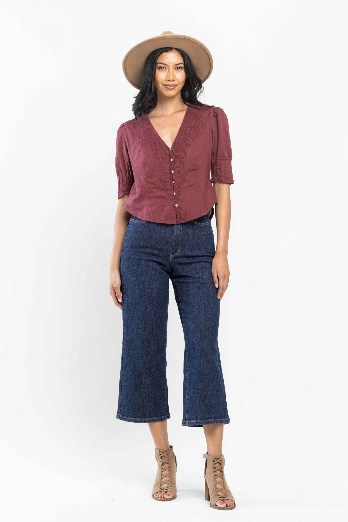Judy Blue High Waist Tummy Control Crop Wide Leg Jeans