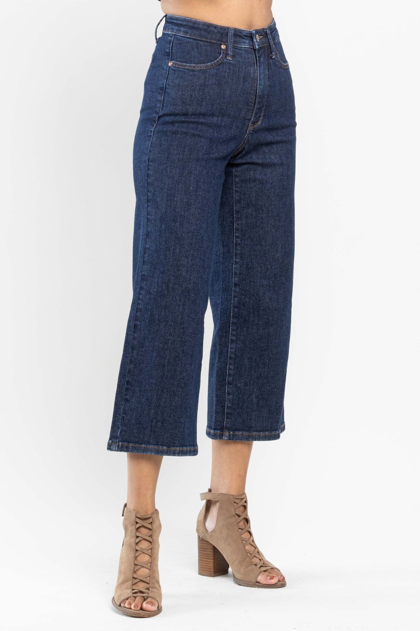 Judy Blue High Waist Tummy Control Crop Wide Leg Jeans