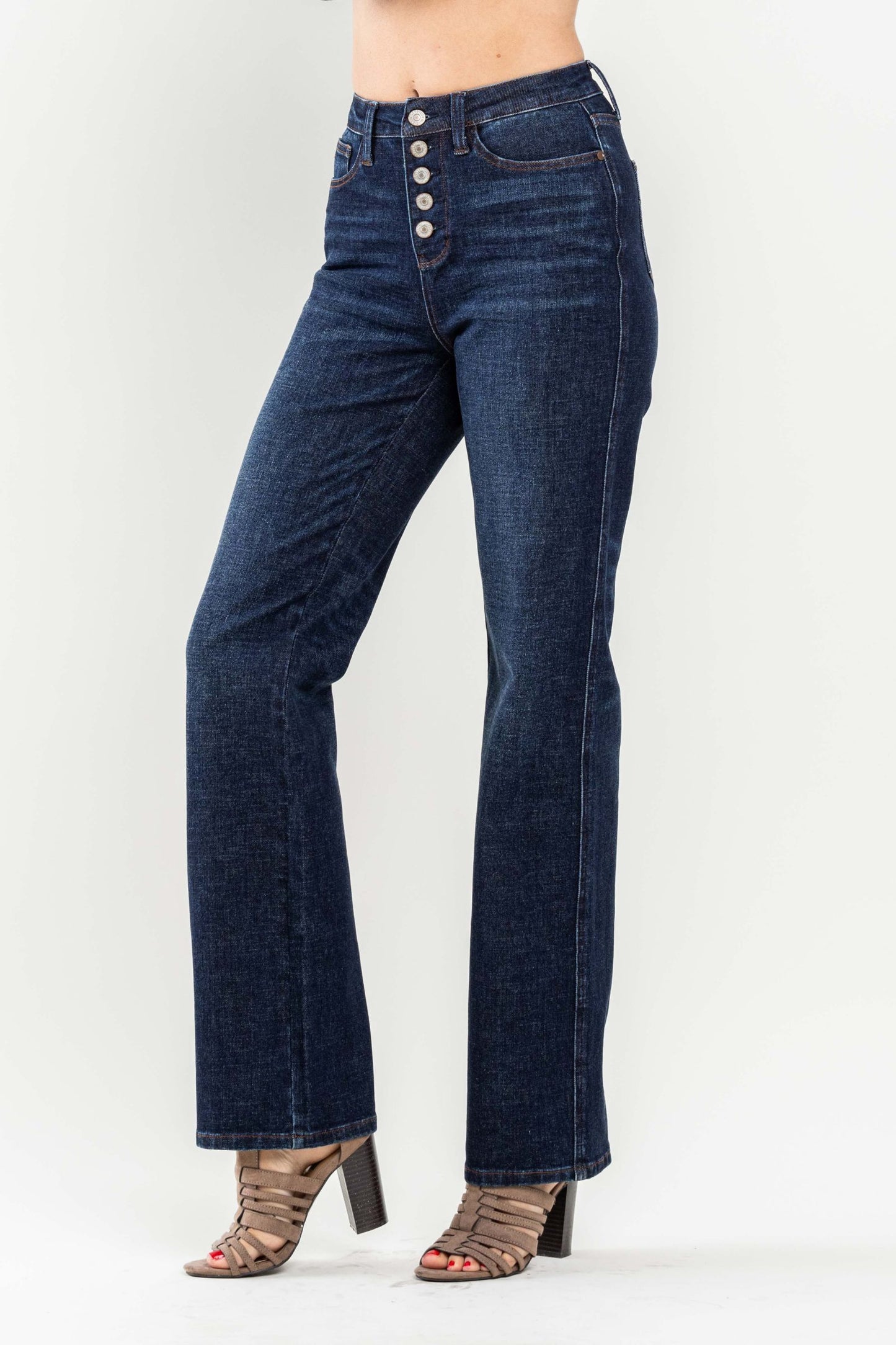 Judy Blue High Waist Button Fly Straight Leg Jeans