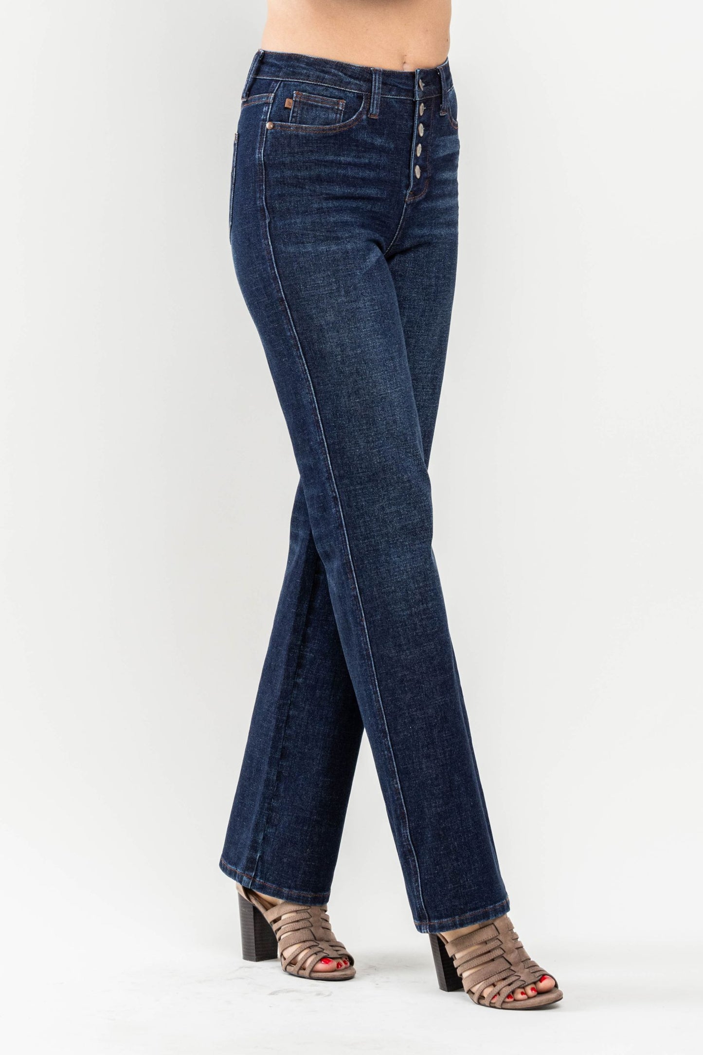 Judy Blue High Waist Button Fly Straight Leg Jeans
