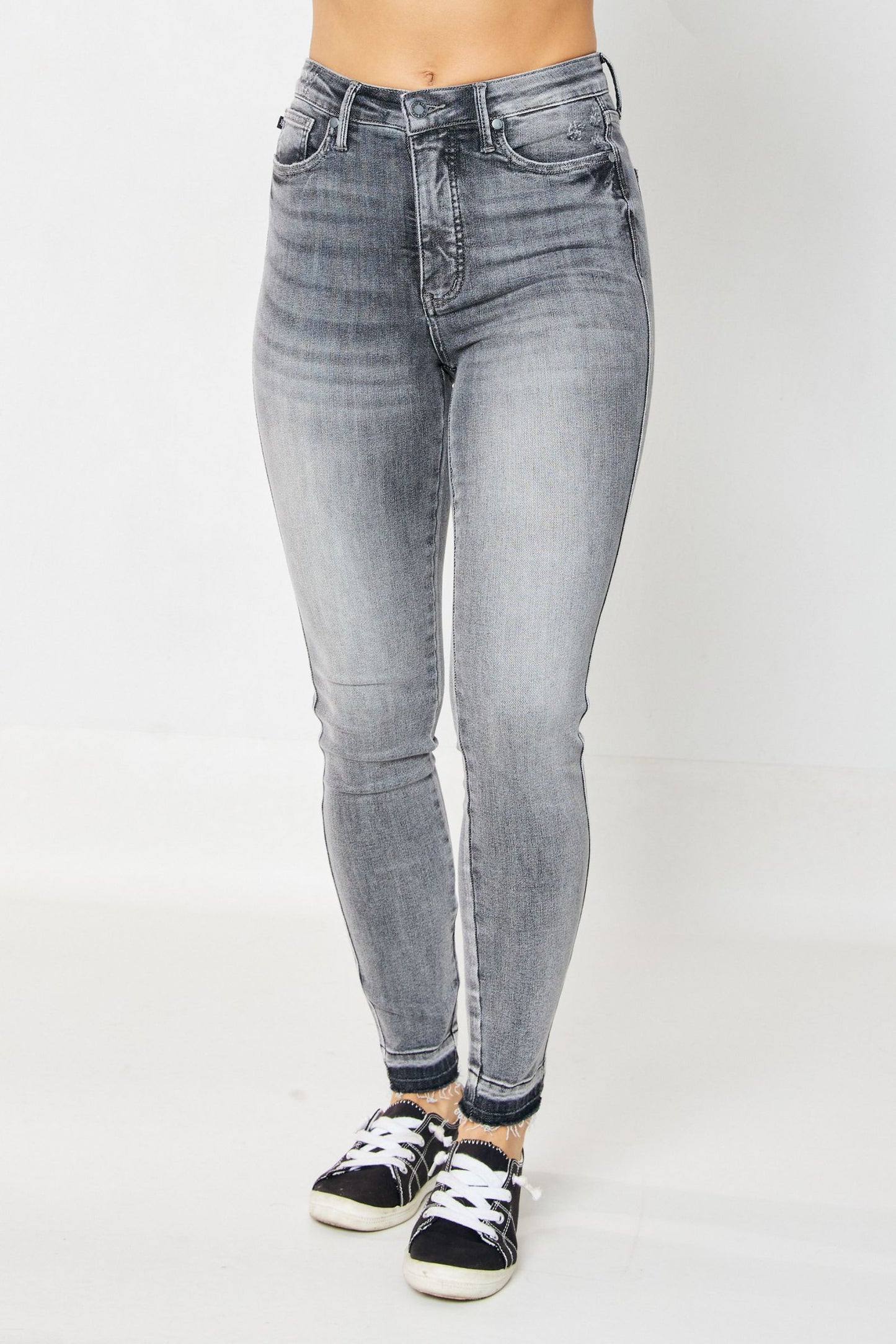 Judy Blue High Waist Tummy Control Washed Release Hem Skinny Jeans