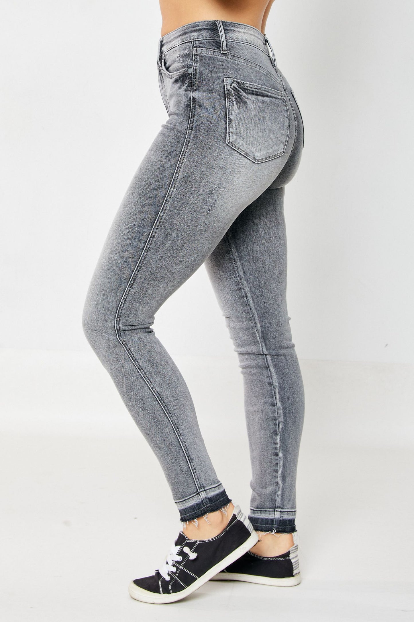 Judy Blue High Waist Tummy Control Washed Release Hem Skinny Jeans