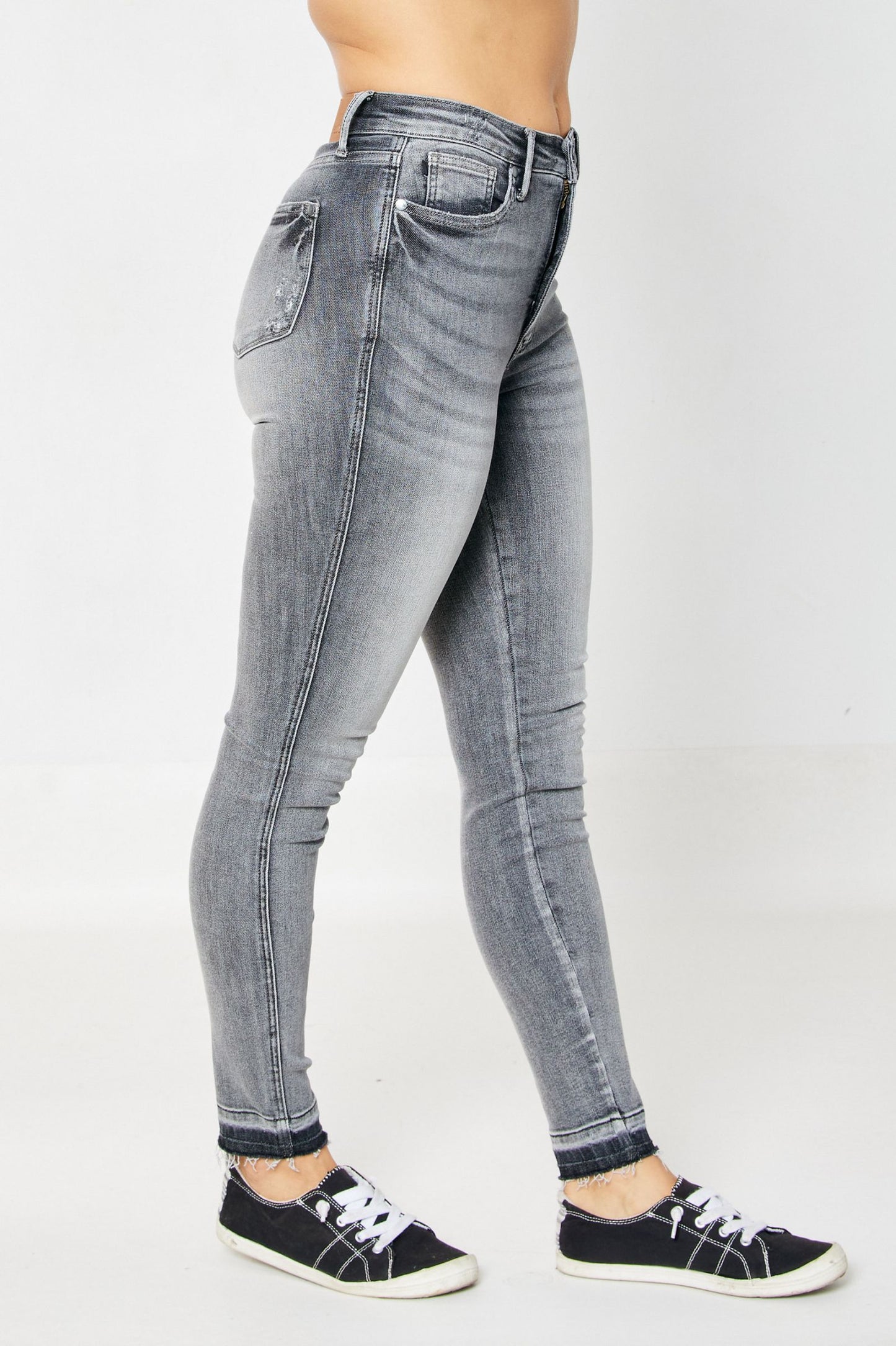 Judy Blue High Waist Tummy Control Washed Release Hem Skinny Jeans