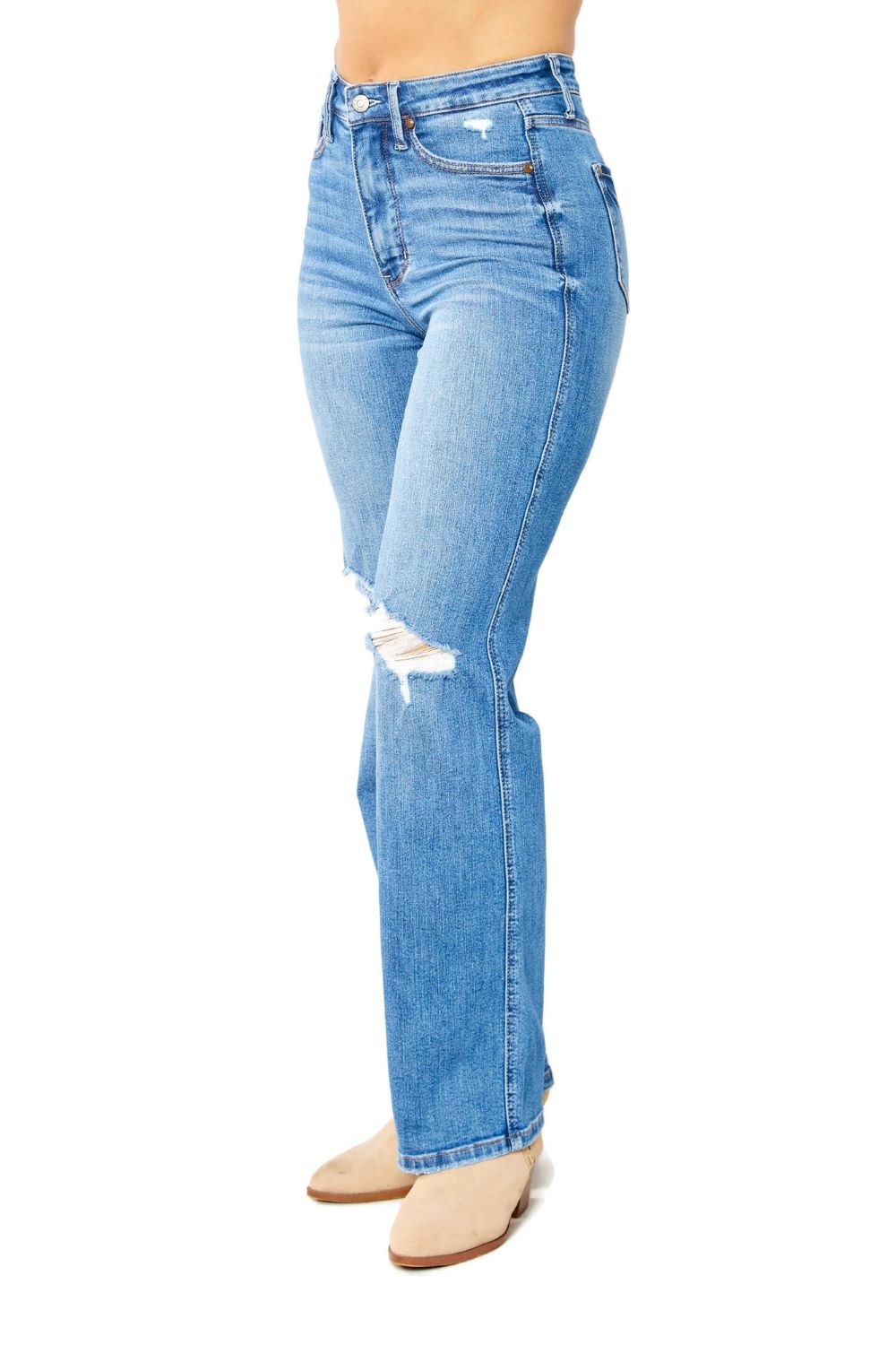 Judy Blue High Waist Tummy Control Distressed Straight Jeans