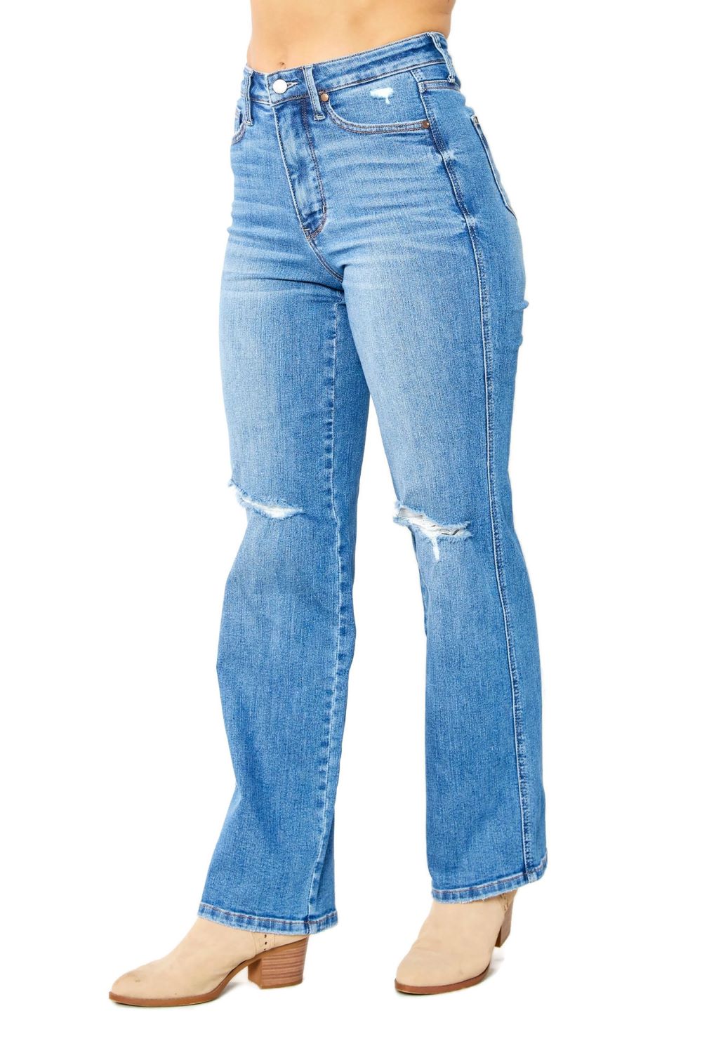 Judy Blue High Waist Tummy Control Distressed Straight Jeans