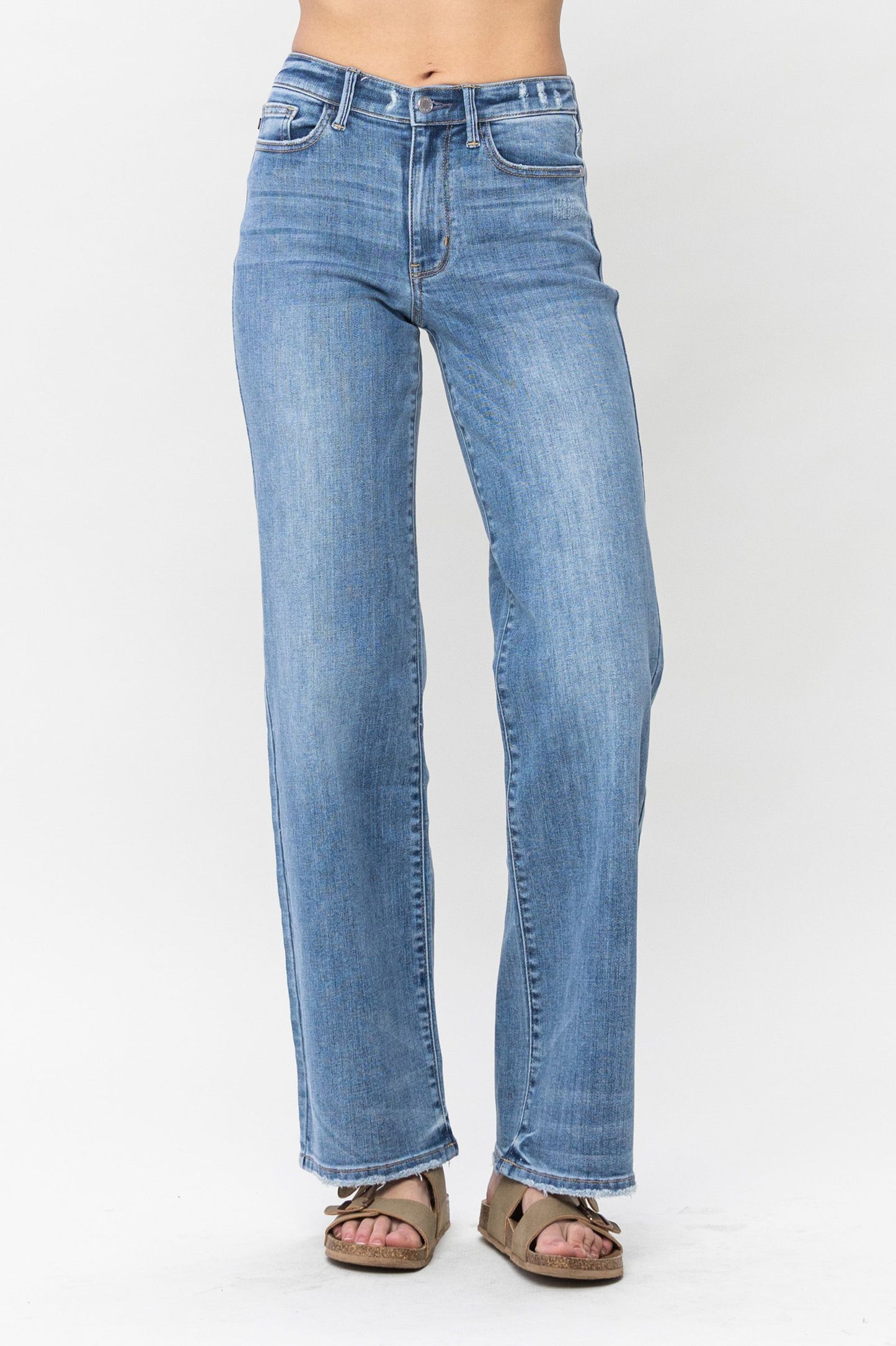 Judy Blue Mid Rise Wide Leg Jeans