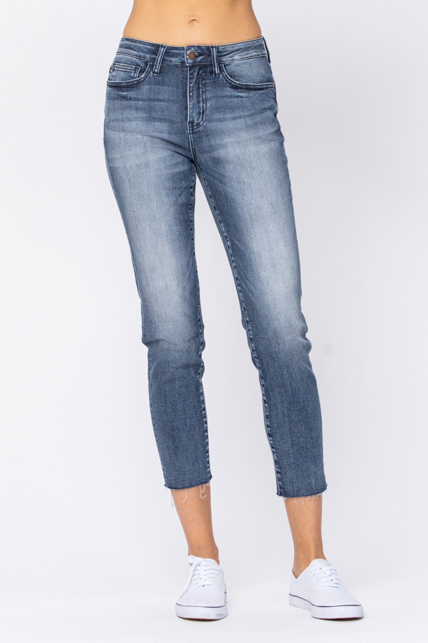 Judy Blue High Waist Raw Hem Relaxed Fit Jeans
