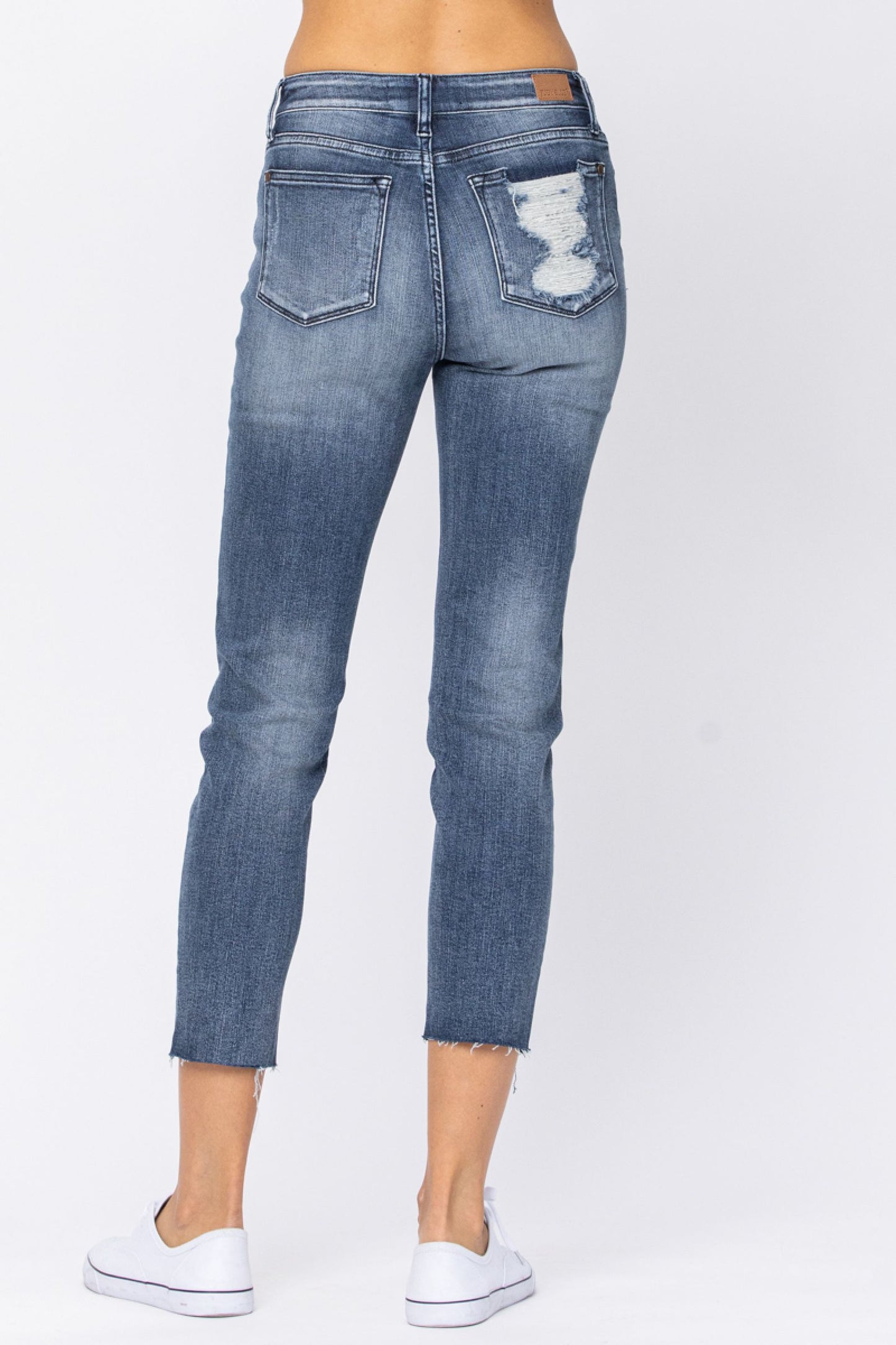 Judy Blue High Waist Raw Hem Relaxed Fit Jeans