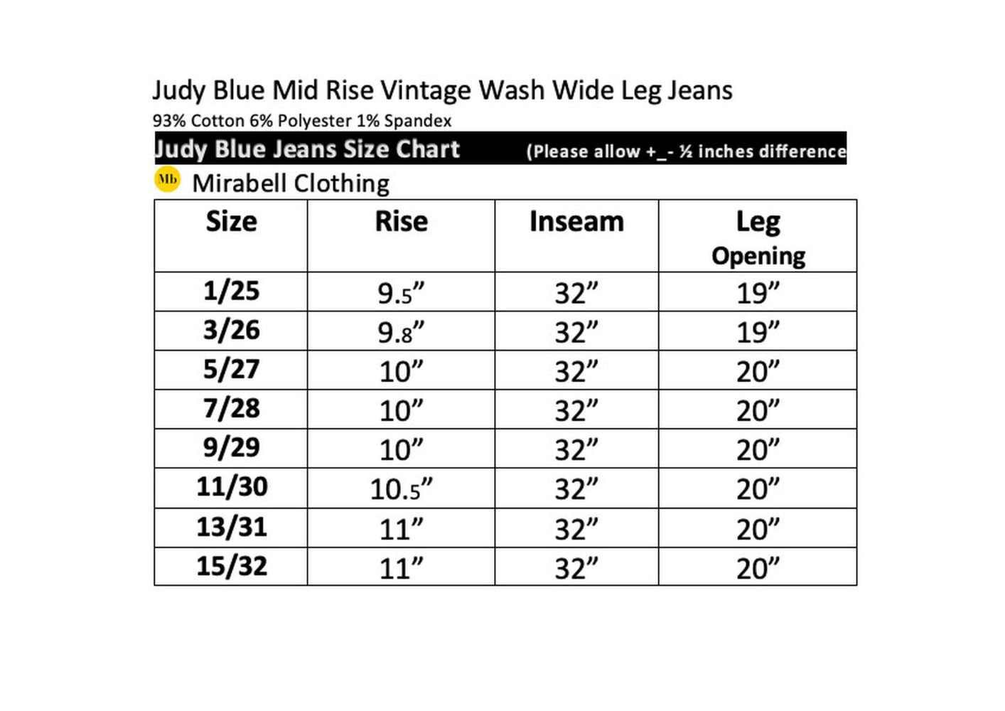 Judy Blue Mid Rise Wide Leg Jeans