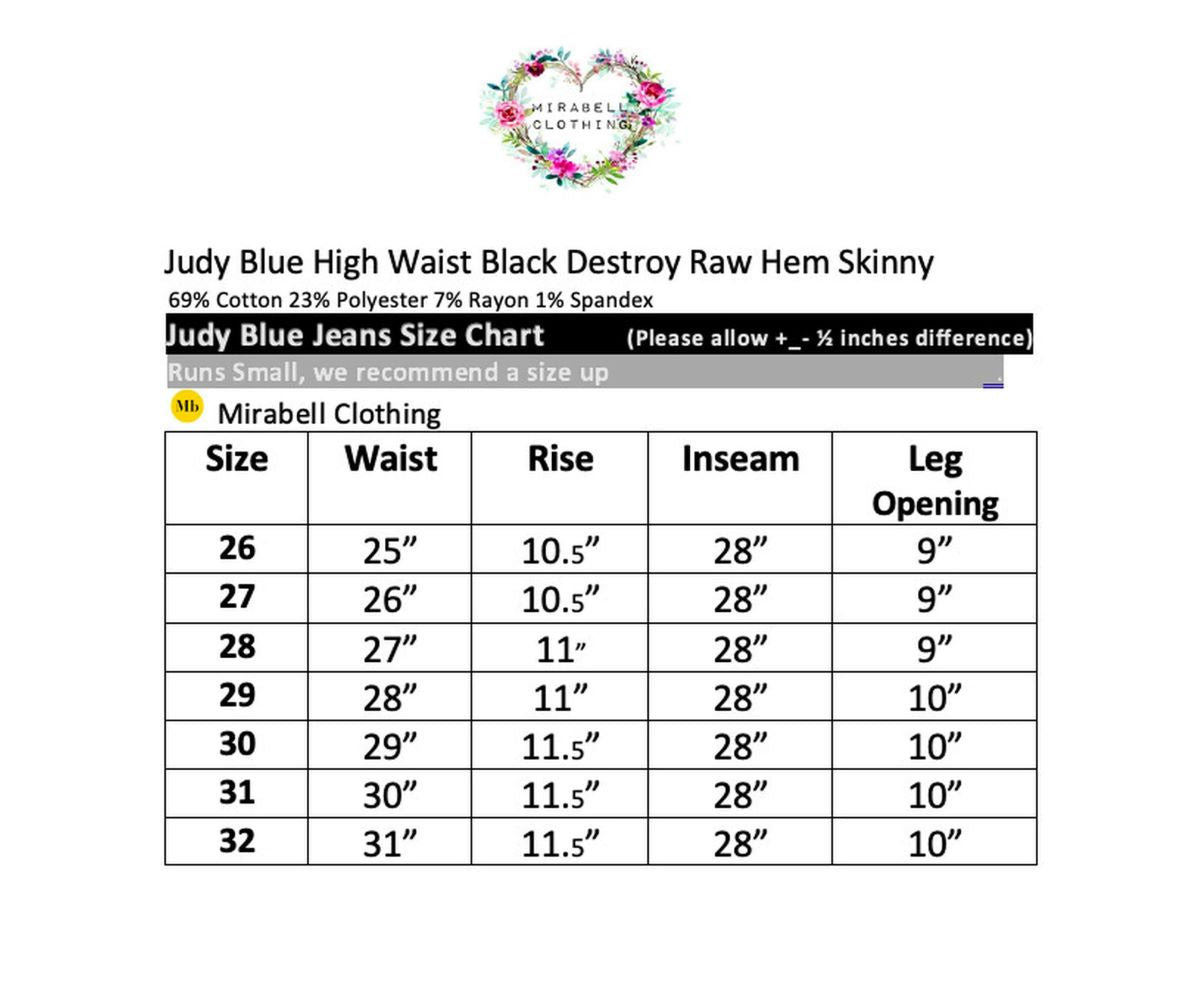 Judy Blue High Waist Black Distressed Raw Hem Skinny Jeans