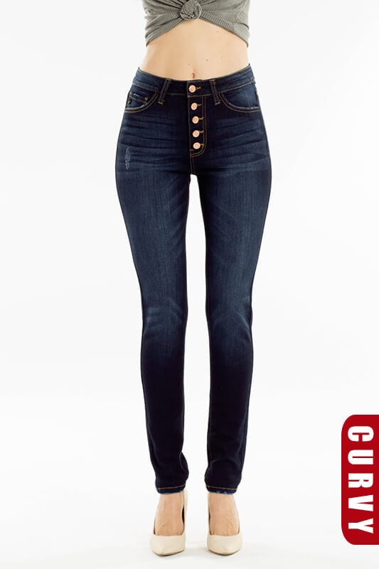 KanCan High Rise Curvy Fit Button Fly Skinny Jeans