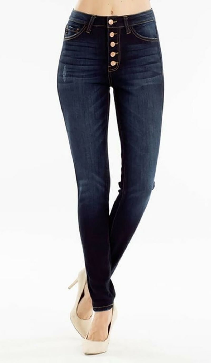 KanCan High Rise Curvy Fit Button Fly Skinny Jeans