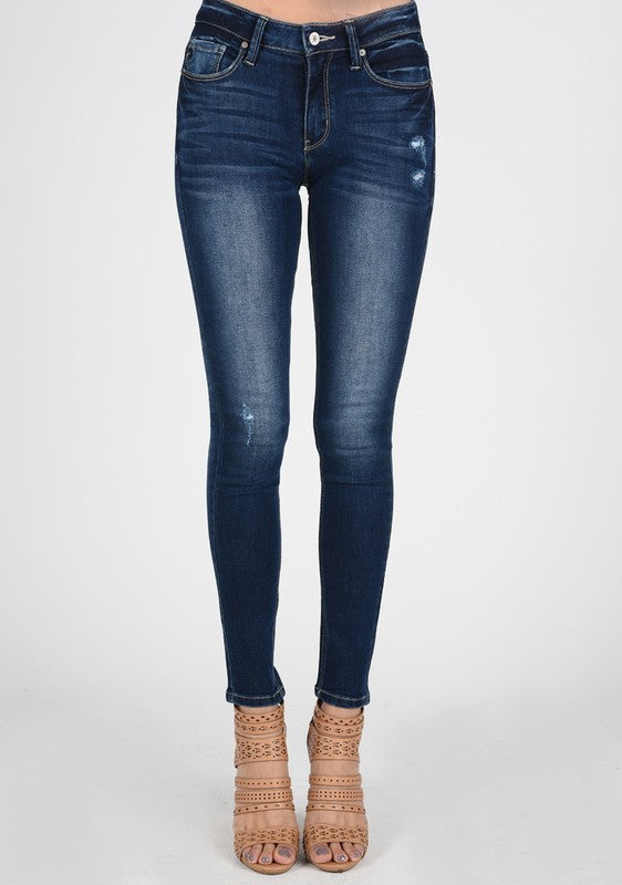 KanCan Mid Rise Mild Distressed Skinny Jeans