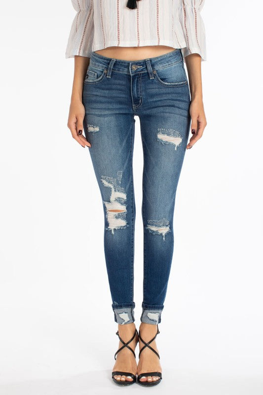 KanCan Mid Rise Destroyed Skinny Jeans