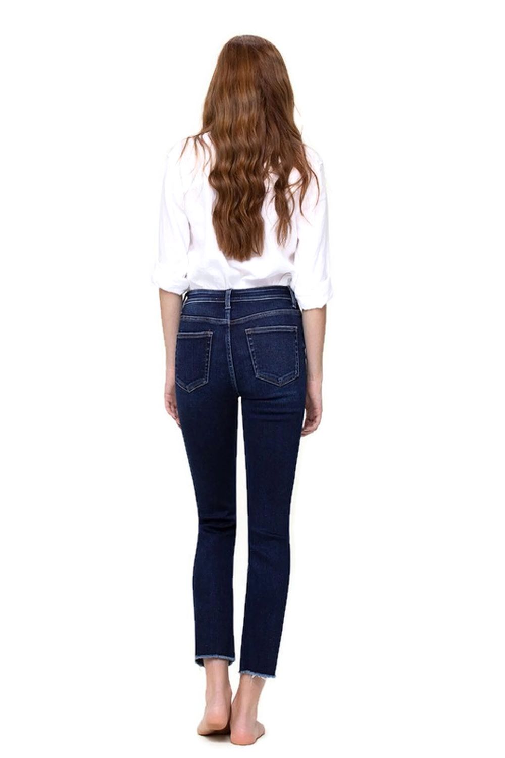 Vervet High Rise Raw Hem Slim Straight Jeans