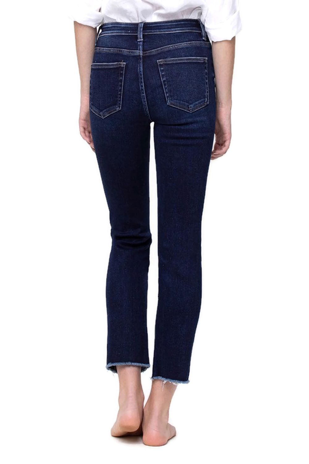 Vervet High Rise Raw Hem Slim Straight Jeans