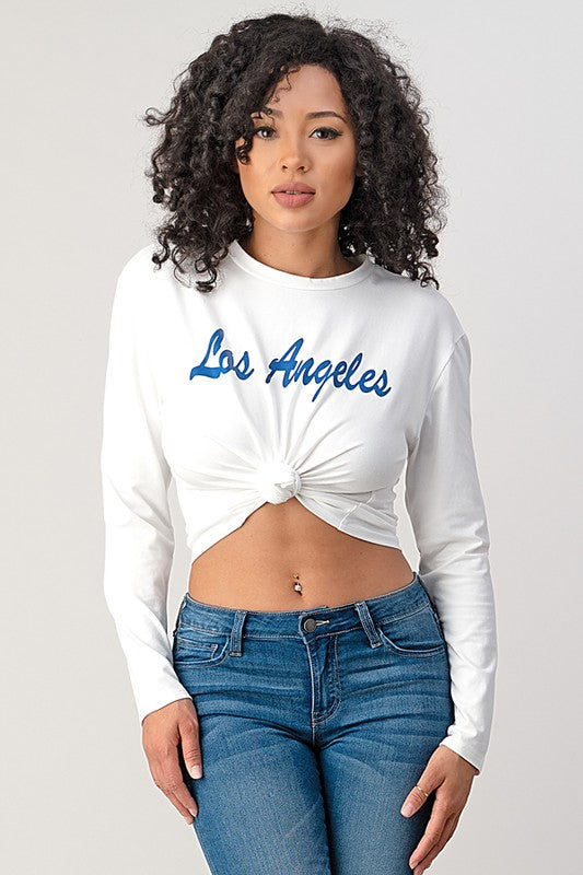 Women's White Los Angeles Logo Long Sleeve T-Shirt