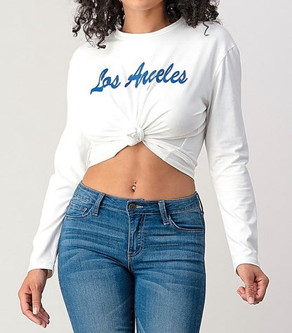 Women's White Los Angeles Logo Long Sleeve T-Shirt