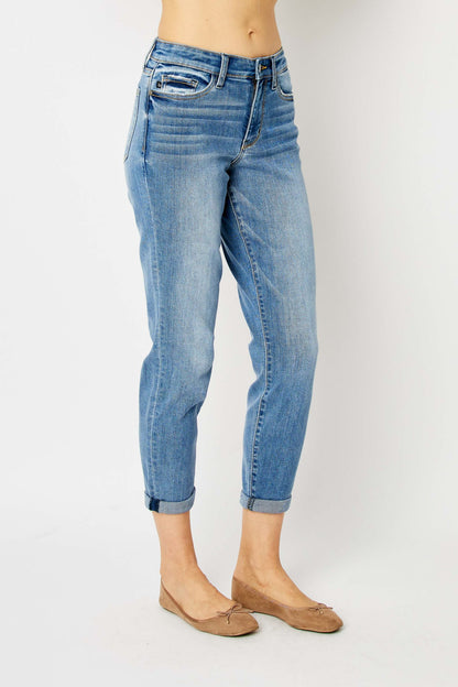 Judy Blue Mid Rise Cuffed Slim Fit Jeans