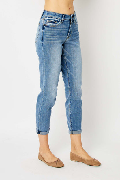 Judy Blue Mid Rise Cuffed Slim Fit Jeans