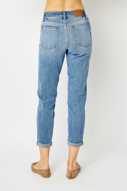 Judy Blue Mid Rise Cuffed Slim Fit Jeans
