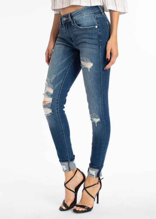 KanCan Mid Rise Destroyed Skinny Jeans