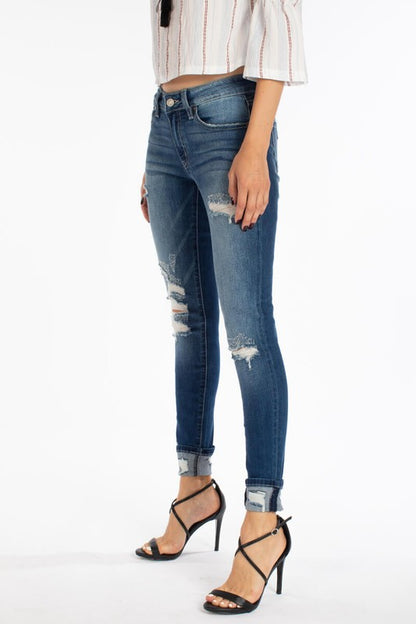 KanCan Mid Rise Destroyed Skinny Jeans