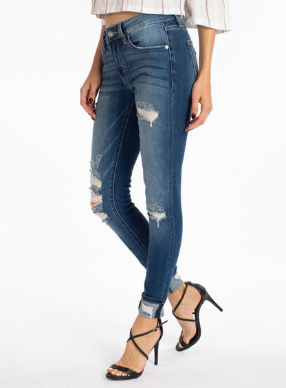 KanCan Mid Rise Destroyed Skinny Jeans